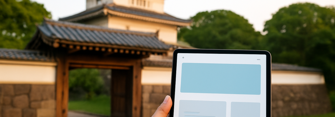 ホームページ制作 - Traditional Japanese wooden gate of a castle