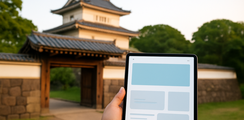 ホームページ制作 - Traditional Japanese wooden gate of a castle