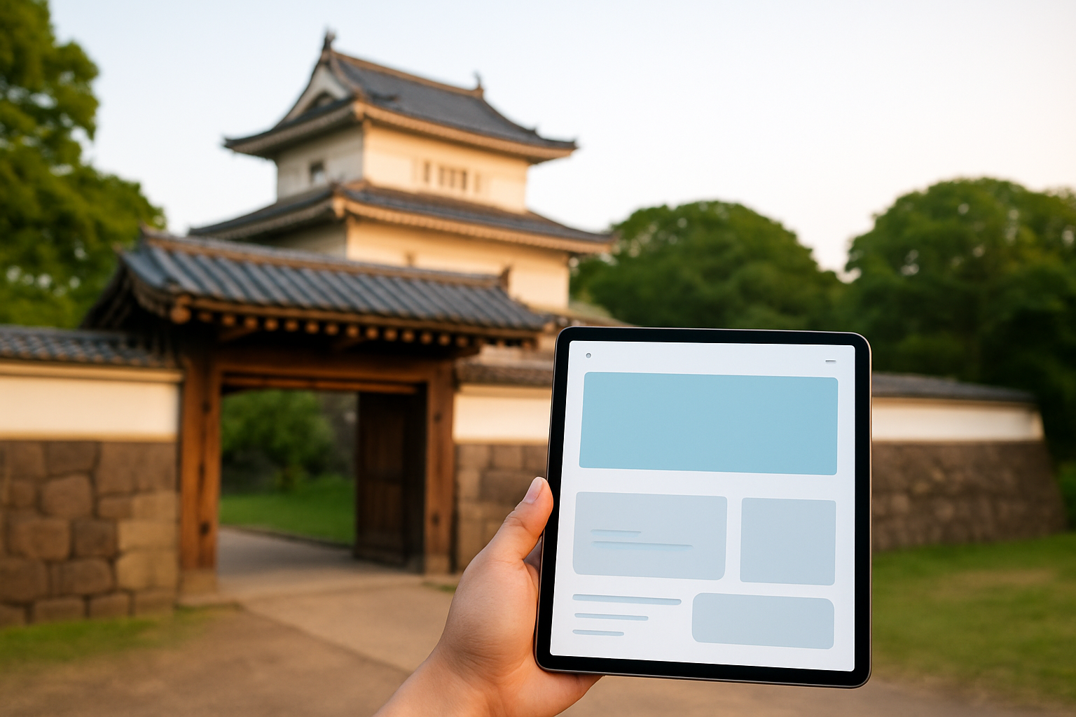 ホームページ制作 - Traditional Japanese wooden gate of a castle