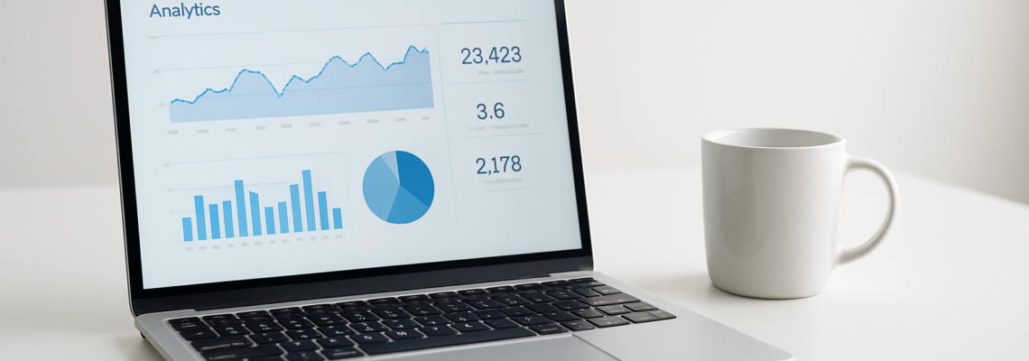 ホームページ制作 - open laptop showing website analytics