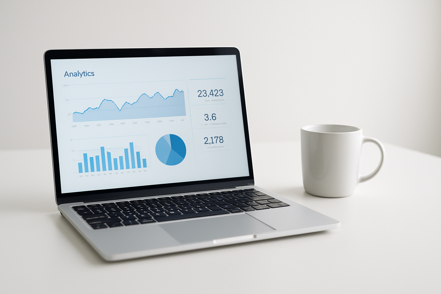 ホームページ制作 - open laptop showing website analytics