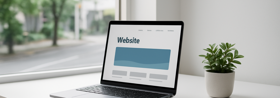 ホームページ制作 - laptop displaying a website design