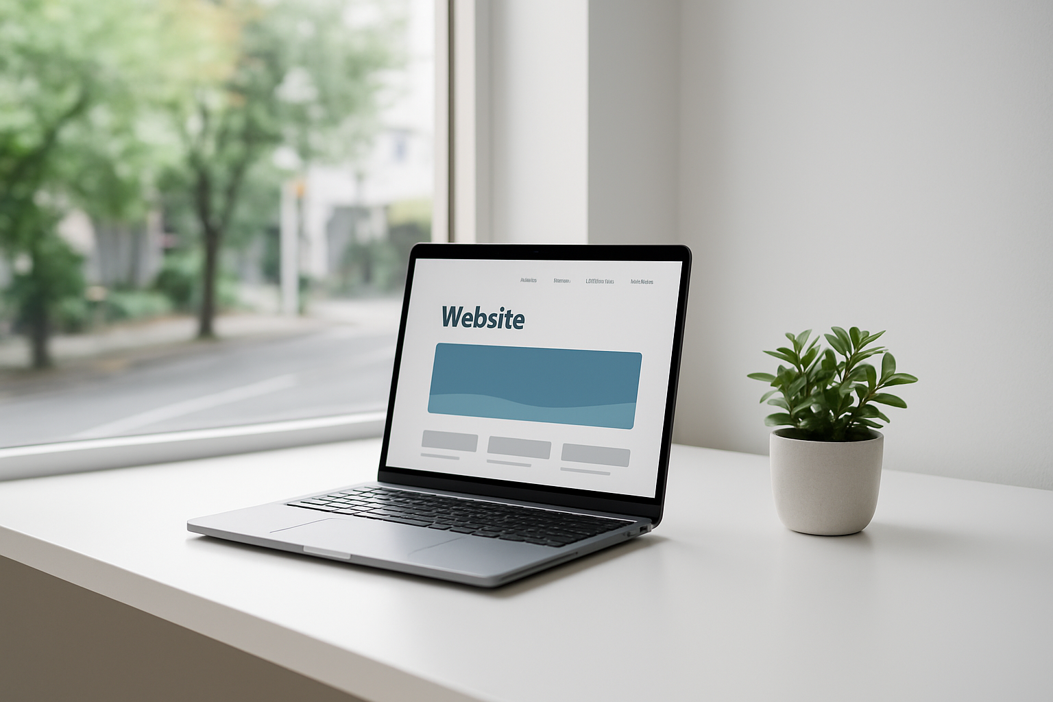 ホームページ制作 - laptop displaying a website design