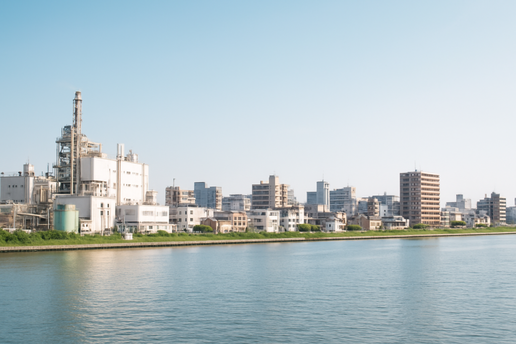 ホームページ制作 - Kawasaki riverside cityscape